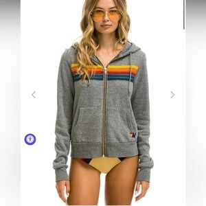 Aviator nation, gray rainbow, five stripe jacket/hoodie extra small unisex